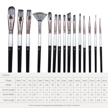 Художник набор кистей для рисования 15 шт./компл. со скребком губчатый шар для переноски Чехол Профессиональный рисунок Краски рисовальная нейлоновая кисть из волос, деревянный