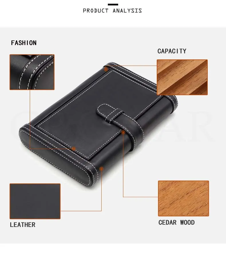 GALINER Portable Cigar Leather Case Travel Humidor Cedar Wood Cigar Box For 4 Cohiba Cigars Humidor Outdoor Cigars Accessories