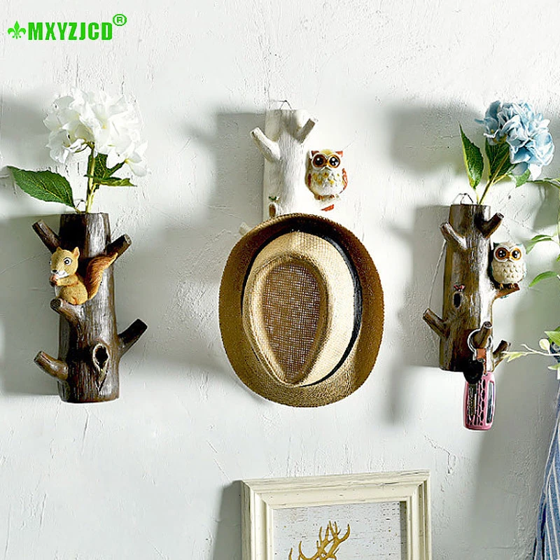 Clothing Resin Hook Squirrel Koala Monkey Sculpture Wall Hanging Flower Arrangement Container Animal Statue Key Frame Ornament | Дом и сад