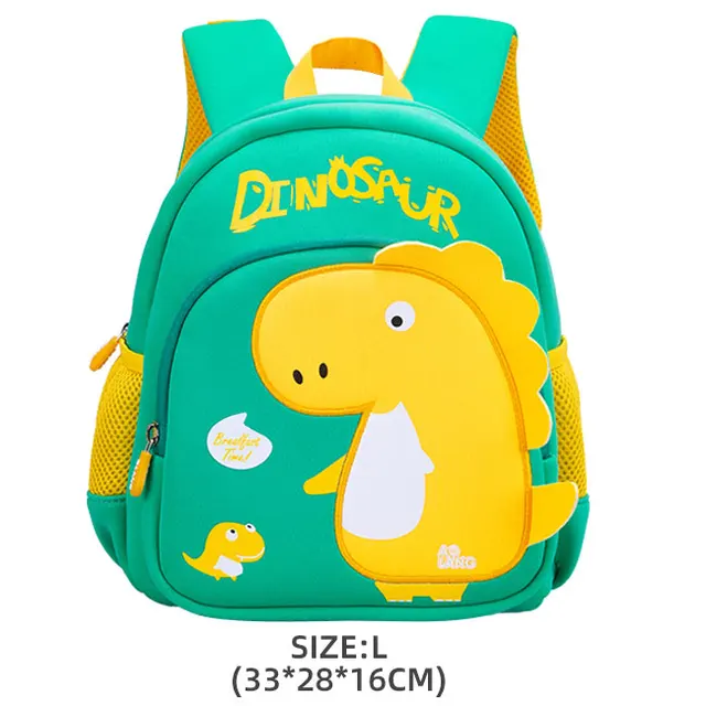 GREATOP New Children School Bags 3D Dinosaur Cartoon Kids Bag Cute Toddler School Boys Backpack Kindergarten Mochila Infantil C-Green-L