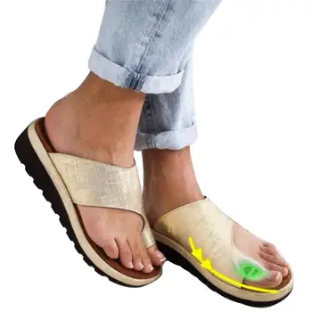 

Big Toe Foot Correction Sandal Comfy Platform Flat Sole Ladies Casual Soft Women PU Leather Shoes Orthopedic Bunion Corrector