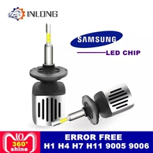 Вдлительную автомобиля H7 H4 светодиодный лампы для передних фар 9005 9006 H11 H8 D2S D1S D3S H1 светодиодный светильник SAMSUNG CSP 60 Вт 11200LM и противотуманных фар с возможностью креативного освещения 6500K