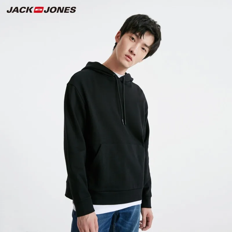 BLACK JackJones мужской повседневный специальный дизайн пуловер толстовки 219133523 - Цвет: BLACK