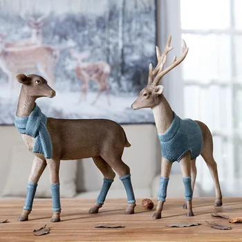 

Resin sweater deer Figurine sculpture Nordic Animal Statue jewelry Home Decoration Living Room Table Decoration Decorative