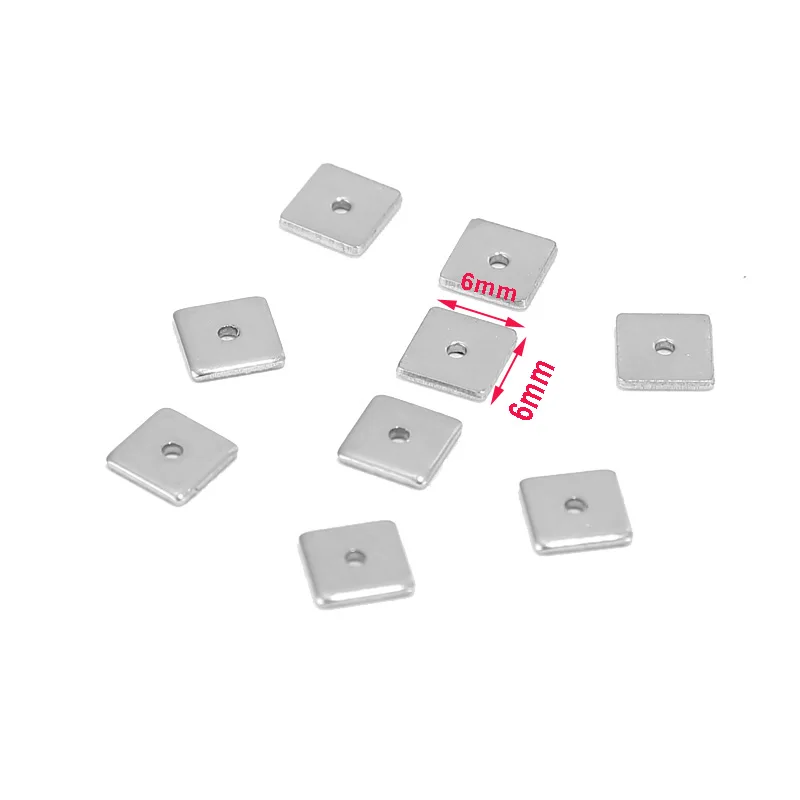 New50pcslotStainlessSteelBeadSpacersSquareStainlessSteelColor