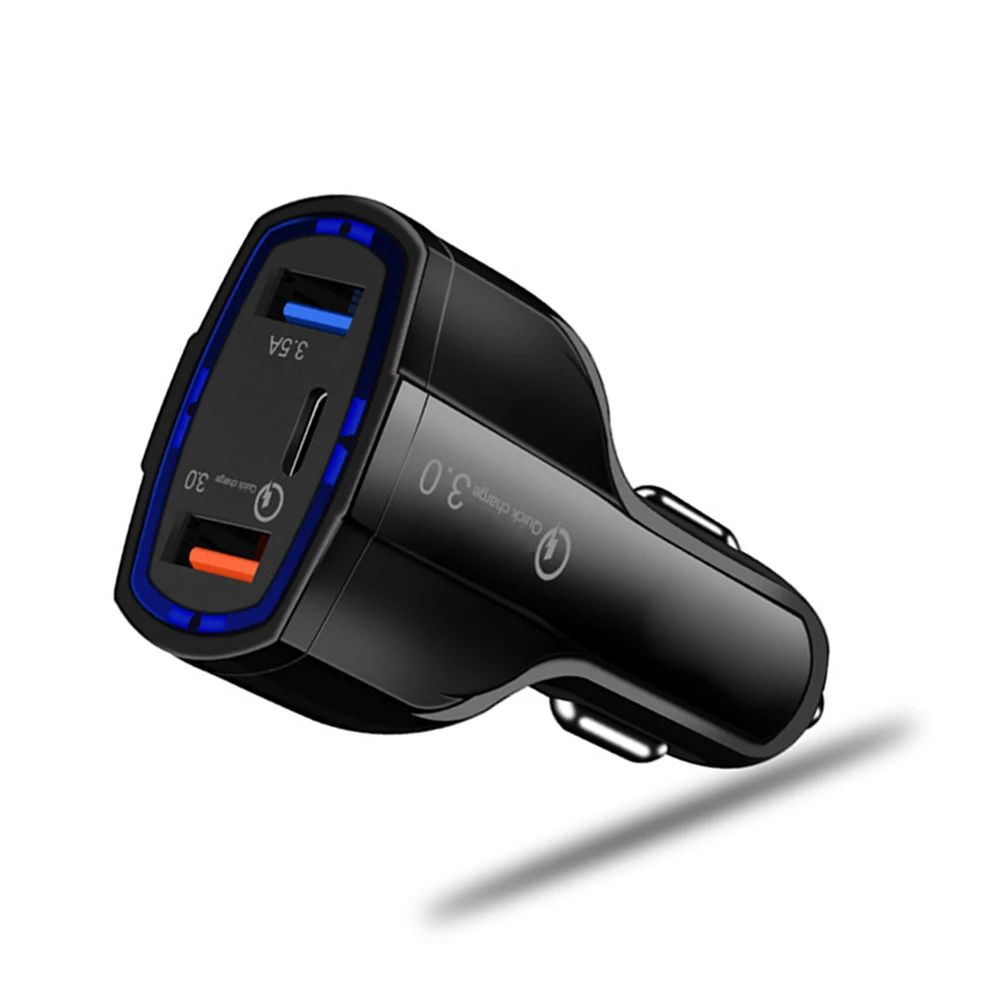 Авто черный QC 3,0 Быстрая зарядка-адаптер с двумя USB Порты и разъёмы быстрая Зарядное устройство 5 V/3.5A