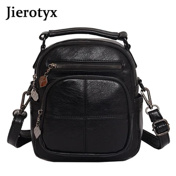 

JIEROTYX High Quality Multi-Pocket Backpack Bow PU Leather Student School Bag Solid Backpack For Teenage Girls Mochilas Mujer