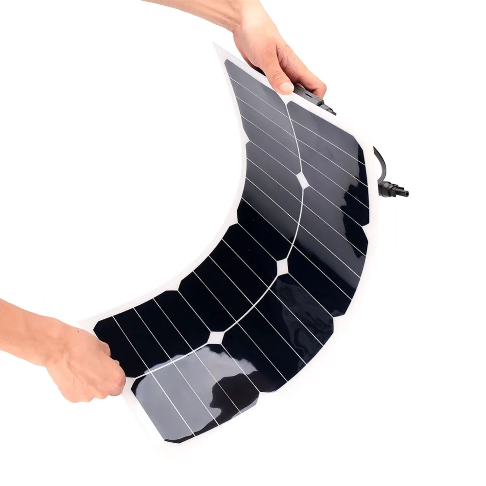 Flexible18V25W монокристаллическая солнечная панель силиконовый блок питания Внешняя Батарея зажимы «сделай сам» для путешествий на открытом воздухе