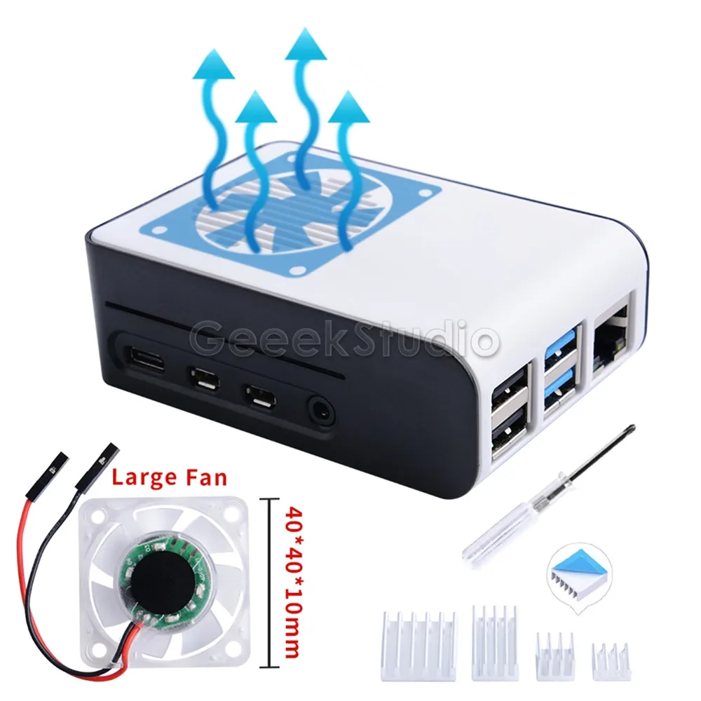 Black and white Застежка abs корпус Корпус обложка Коробка для Raspberry Pi 4 Модель B, с бликовым охлаждением вентиляторные радиаторы для Raspberry Pi 4B - Цвет: Black and white