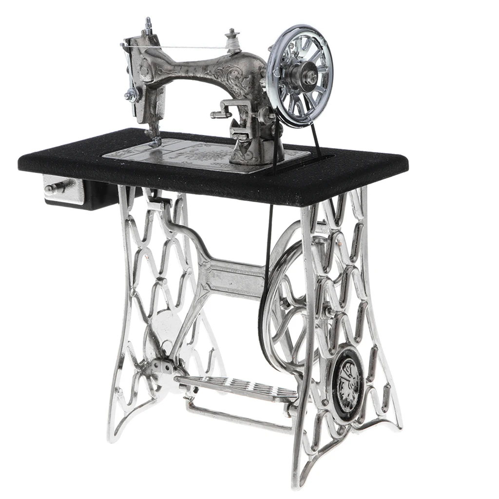 1:10 Scale Miniature Alloy Diecast Sewing Machine Model Toy Gifts Desk Craft Collectibles
