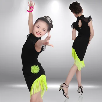 

Fashion Latin Dance Costume Kids Tango Cha Cha Rumba Salsa Samba Fringe Performance Rave Clothes Ballroom Practice Wear DC4628