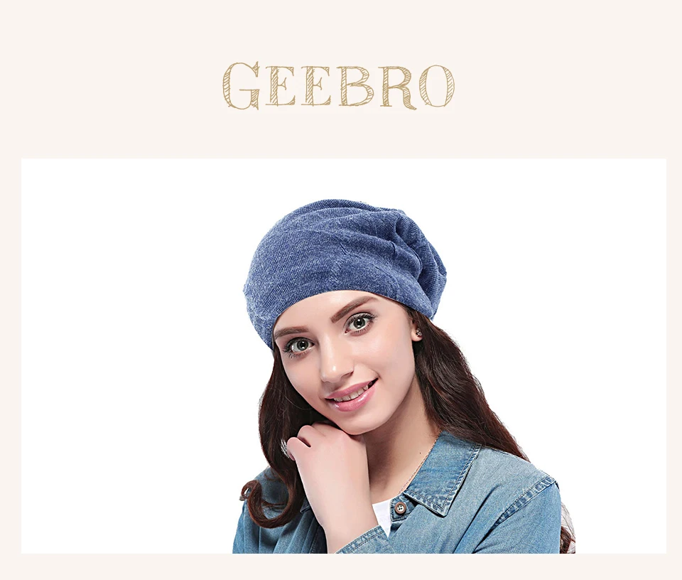 Geebro Unisex Beanies Solid Color Winter Thick Beanies Hip Hop Hats Women Casual Soft Cap Elastic Warm Female Velvet Warm Hat