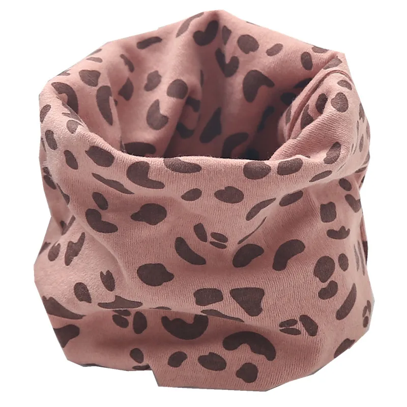 LIHFSI/1 шт., хлопок, теплый шарф для девочек, зимние детские шарфы, воротники для мальчиков и девочек, шарф с круглым вырезом для девочек, милые детские воротники - Цвет: leapord pink