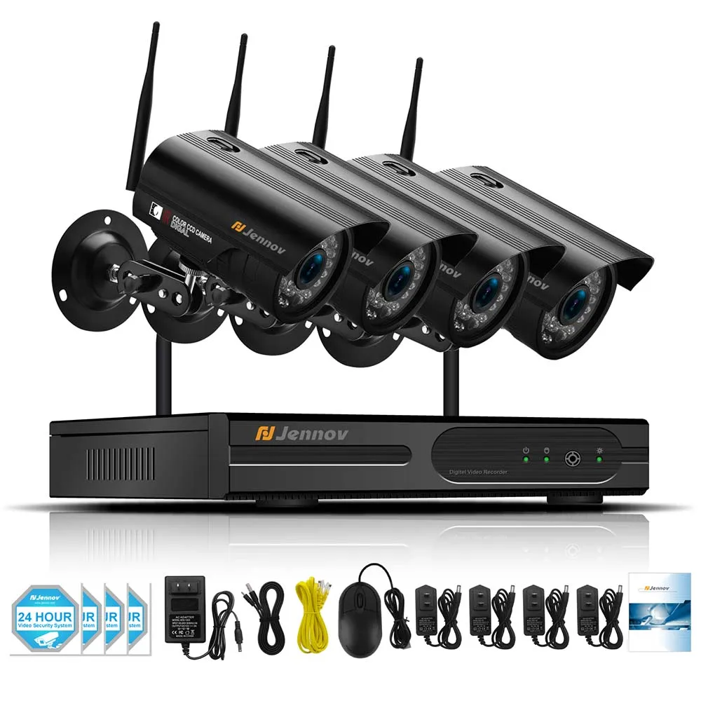4 Pcs Cameras Jennov 8CH 1080P беспроводная Wifi система камер домашней безопасности комплект наружного видеонаблюдения комплект видеонаблюдения ip-камера Wi-Fi 2MP Aduio Cam - Цвет: 4 Pcs Cameras