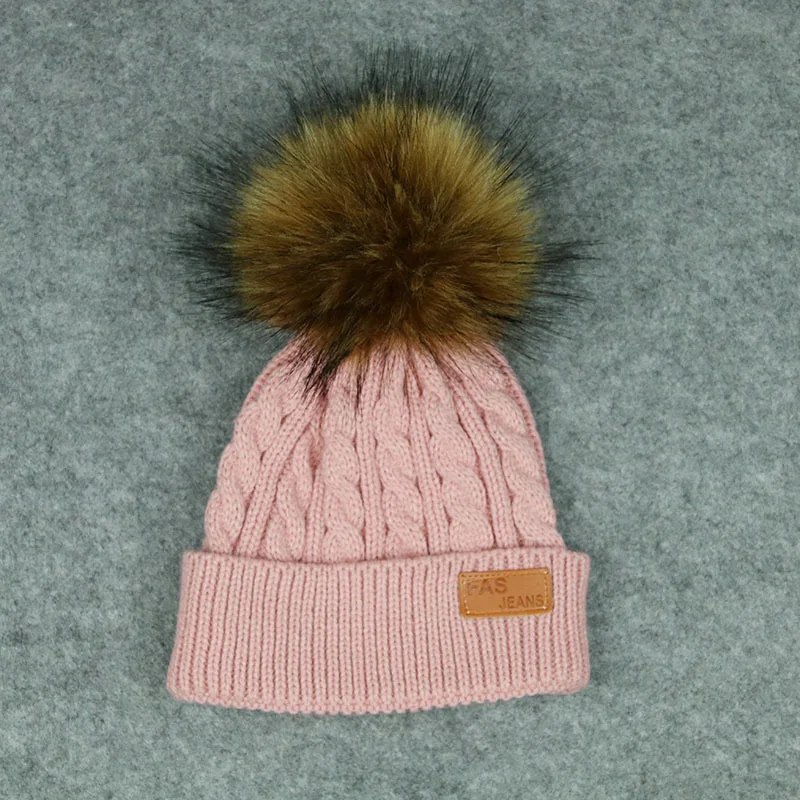Зимняя шапка Детская шерстяная шапка для волос Вязаные Лыжные шапки теплая уличная спортивная зимняя шапка детская Теплая Лыжная Сноубординг - Цвет: Leather powder