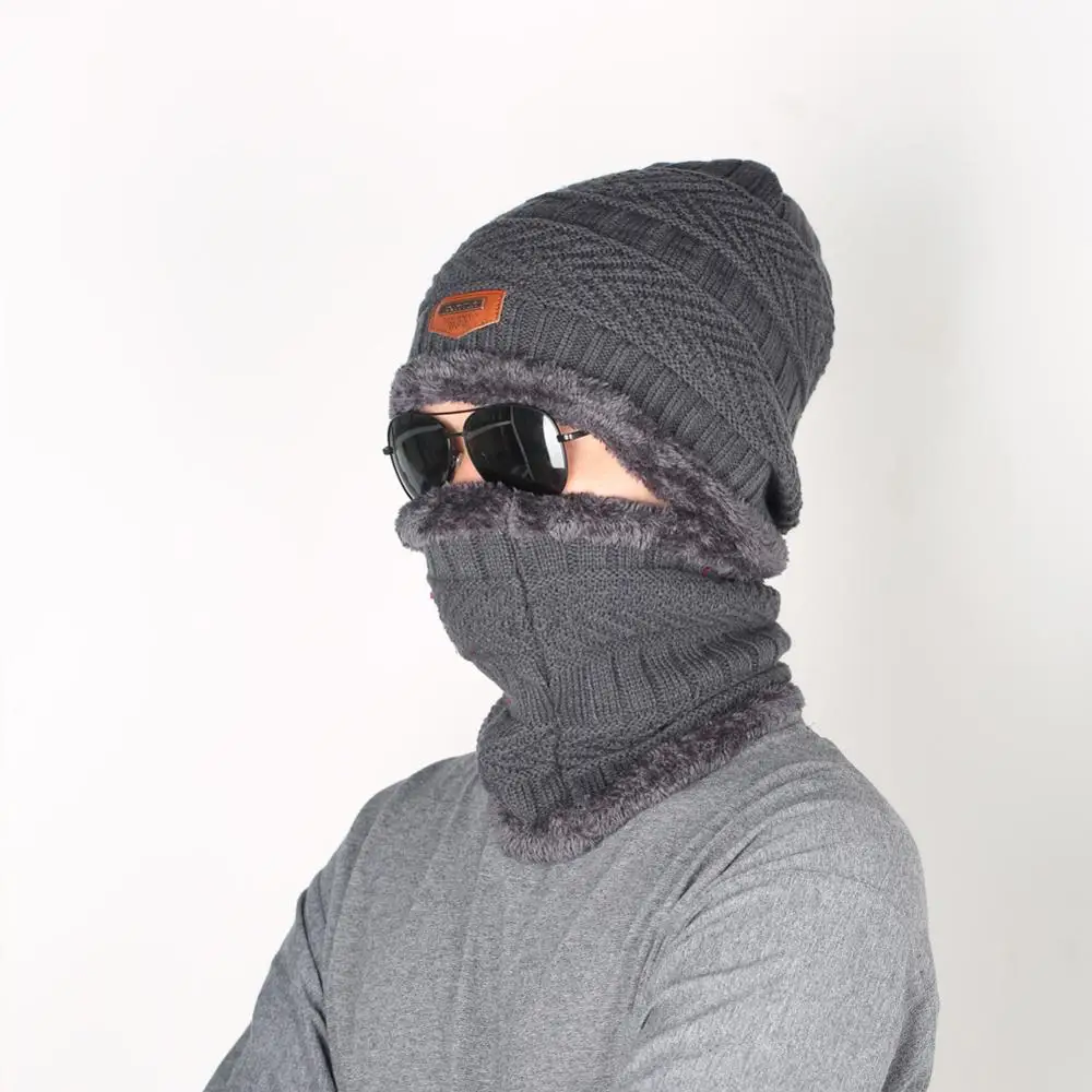 

Beanies Winter Hats Female Plus Velvet Neck Warm Wool Knitted Cap Winter Bonnet Hedging Caps Women Men Brimless Skull Hats
