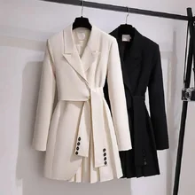 Manteau Trench-Coat pour femme, robe, coupe-vent, grande taille 4xl, noir, blanc, ceinture, Blazer, Vintage, nouvelle collection printemps automne 2021