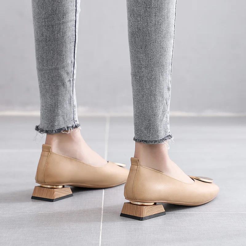 

2020 Spring New Style WOMEN'S Shoes Versatile Square Head Grandma Shoes Slip-on Shallow Mouth Single Shoes Women's Large Size WO