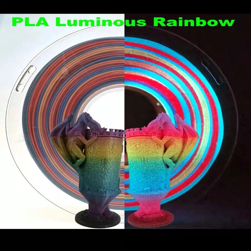 pla abs tpu PLA Filament Glow Rainbow Luminous 1KG 3D Printing 1.75mm Plastic Lines In The Dark Light Of Different Colors Spool For Printer plastic used in 3d printing