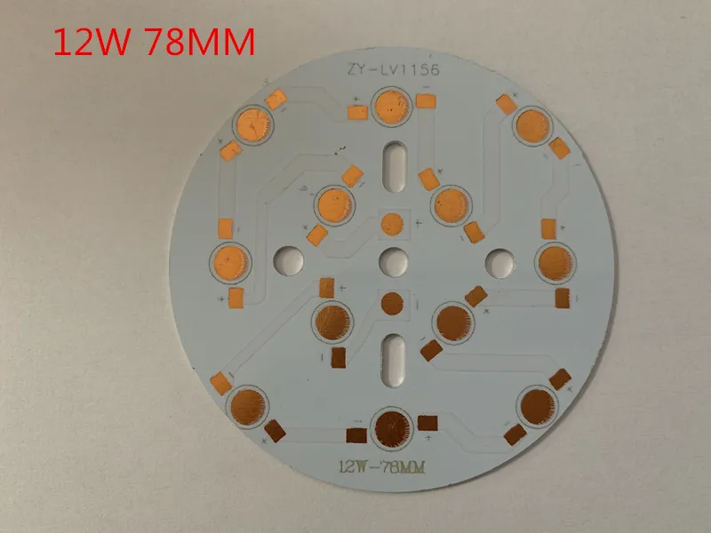 10 шт. 50 шт./партия светодиодный чип pcb Бусины 1 Вт 3 Вт 5 Вт 7 Вт 9 Вт 12 Вт 15 Вт 18 Вт 100 мм высокомощный светодиодный теплоотвод алюминий 20 мм Базовая пластина светильник - Emitting Color: 12W 78MM