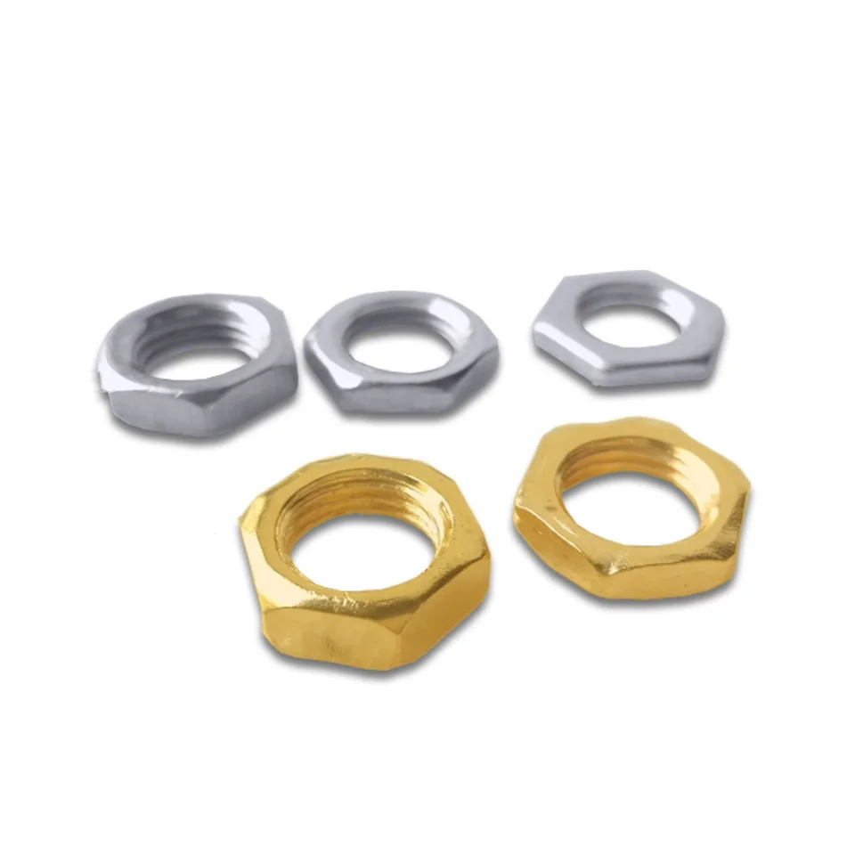 Gold Silver Shaped LED Gooseneck Gear Gasket Nuts Pitch 1mm Fine Teeth Hex Nut Thin Flat Screw Cap Nuts For M4 M6 M8 M10 M12 M14