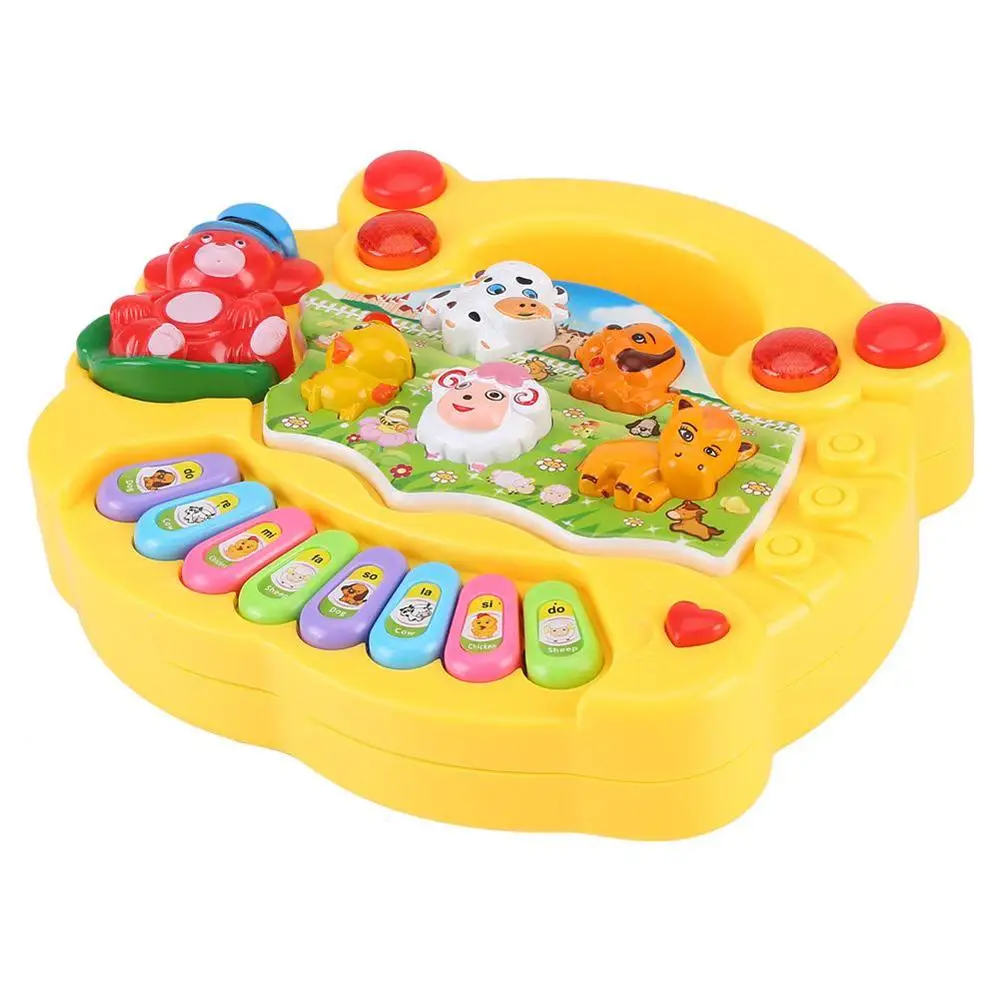 Yellow Горячая Распродажа, музыкальный инструмент, игрушка для детей, животное, ферма, пианино, развивающие Музыкальные Развивающие игрушки для детей, подарок - Цвет: Yellow