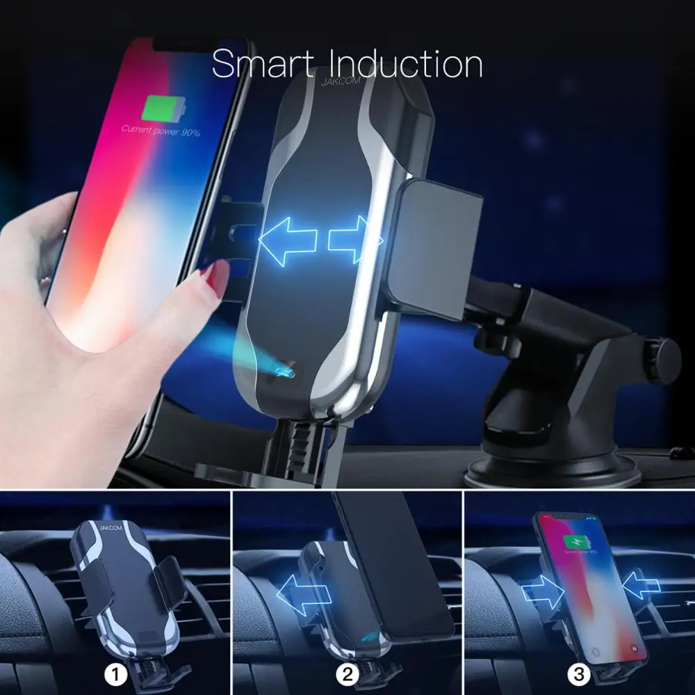 

Car Wireless Charger For iPhone Xs Max Samsung S9 Intelligent Infrared Fast Wirless Charging For Smart Phone Holder Car Mount