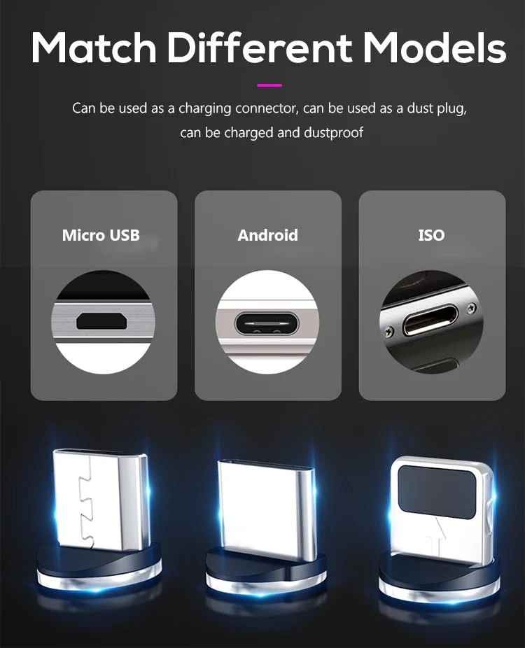 Магнитный кабель type-C Micro USB, кабель для быстрой зарядки, нейлоновый плетеный кабель для зарядки телефона, шнур для iPhone, Android, мобильного телефона, huawei
