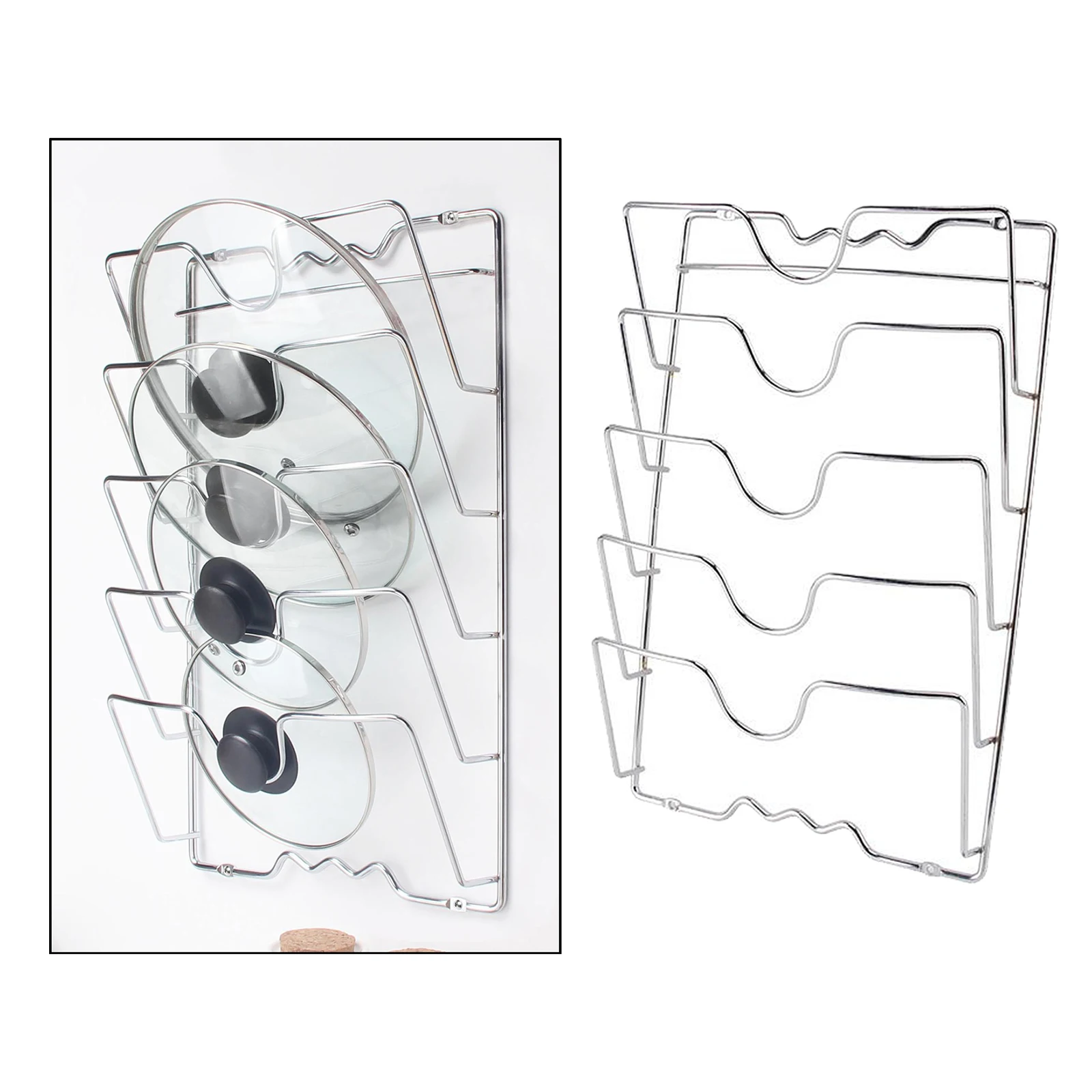 Iron 5 Layer Pan Lid Holder Storage Rack Pot Cover Organizer Door Kitchen