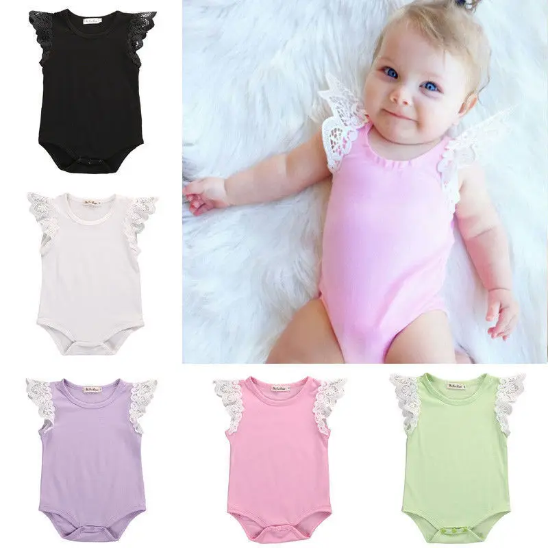 Pudcoco Newborn Baby Girls Toddler Lace Shoulder Sleeveless Jumper Romper Jumpsuit Baby Summer Clothes
