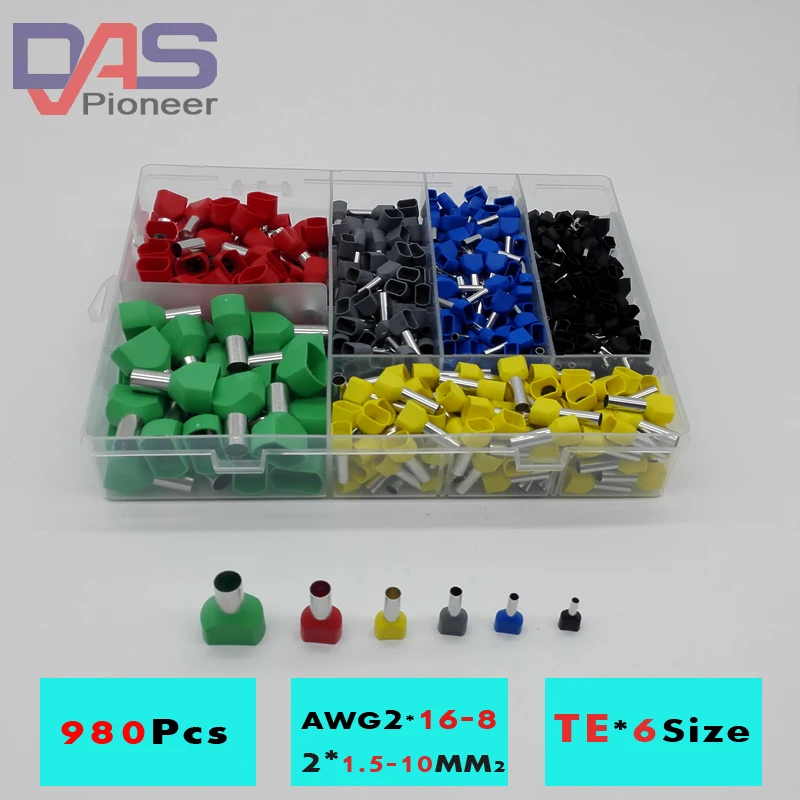 Conector do Fio do Terminal Cabo de Entrada Dupla Teminator Atacador Ponteira Kit Elétrico Crimp Final 780pcs