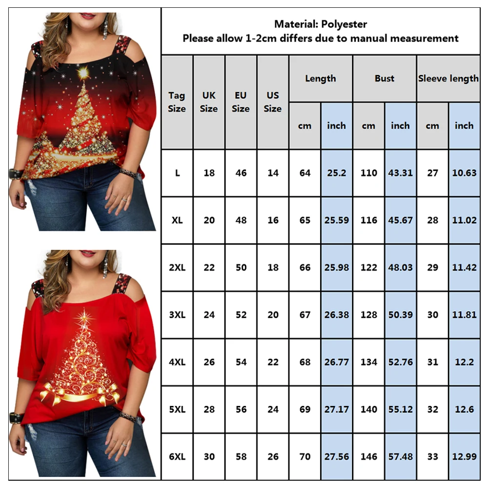 6XL, Рождественская женская футболка, плюс размер, с принтом рождественской елки, женские топы, с открытыми плечами, повседневная, рождественские, вечерние, camisetas D30