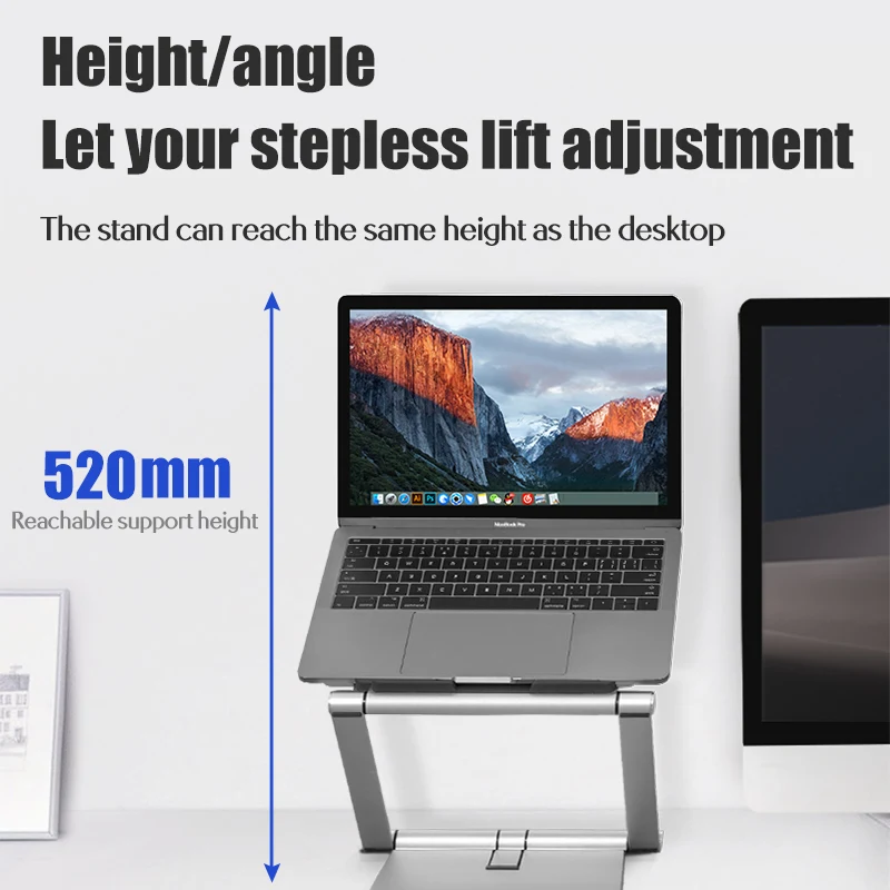 Llano Notebook Stand Cooler Lift Table Stepless Adjustment Aluminum Notebook Foldable Computer Stan