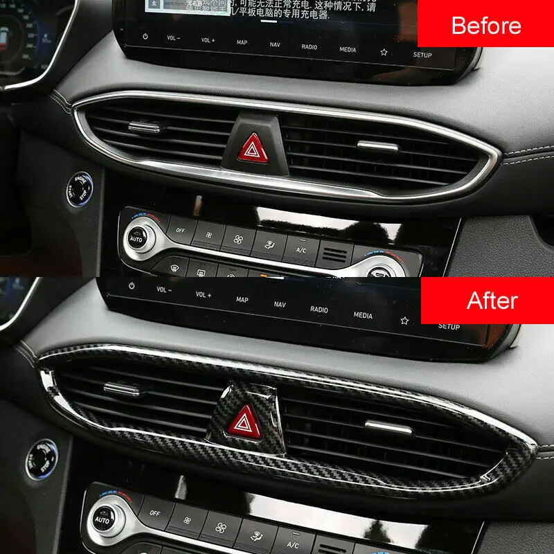 Для hyundai Santa Fe углеродное волокно Центральная приборная панель вентиляционное отверстие рамка Крышка 1 шт