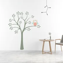 KM302 мультяшная маленькая сова скандинавские настенные наклейки для гостиной фоновые Декорации для спальни наклейки на стену оптом