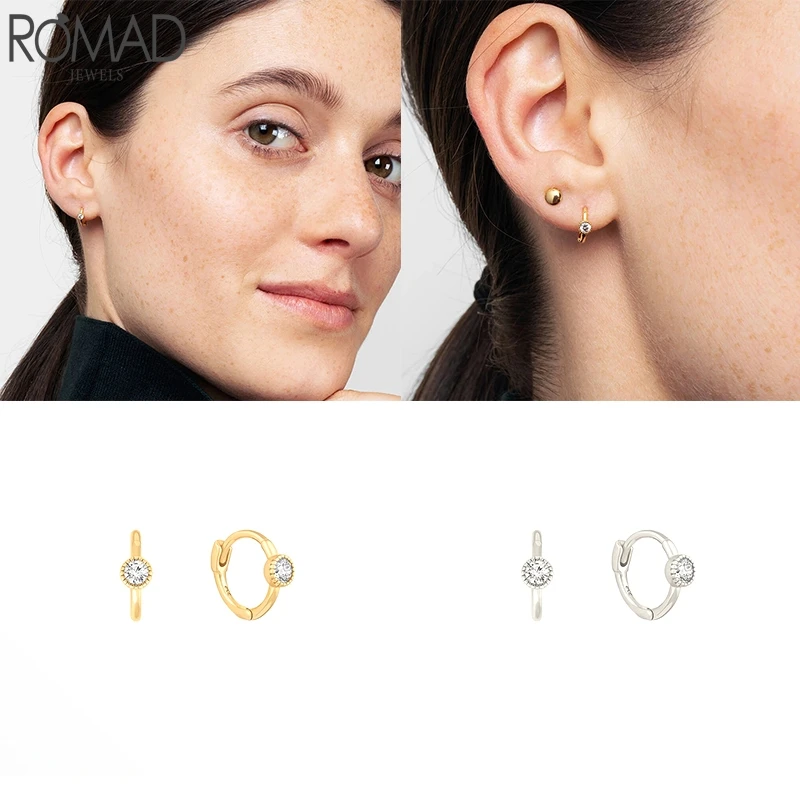 

Romad 925 Sterling Silver Hoop Earrings Bling Snowflake Star Shape Zircon Huggie Earrings For Women Fine Jewelry pendientes W4