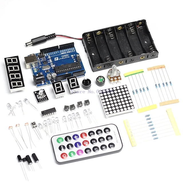 

A7-- For Arduino Starter Kits Basis Learning Parts Funduino Compatible For Arduino UNO MB-102 Eelectronic DIY Suite