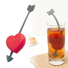 Любовь, сердце, стрела, ситечко для чайных пакетиков, силиконовый фильтр для заварки, аксессуары для фильтрации