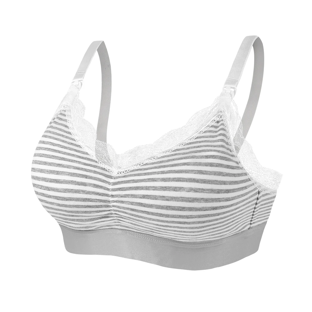 Lace Gray S SLAIXIU Бюстгальтер для кормления из хлопка, Сексуальные Открытые бюстгальтеры с пряжками для сна, беспроводной бюстгальтер для кормления грудью, Одежда для беременных женщин, кормящих мам - Цвет: Lace Gray S