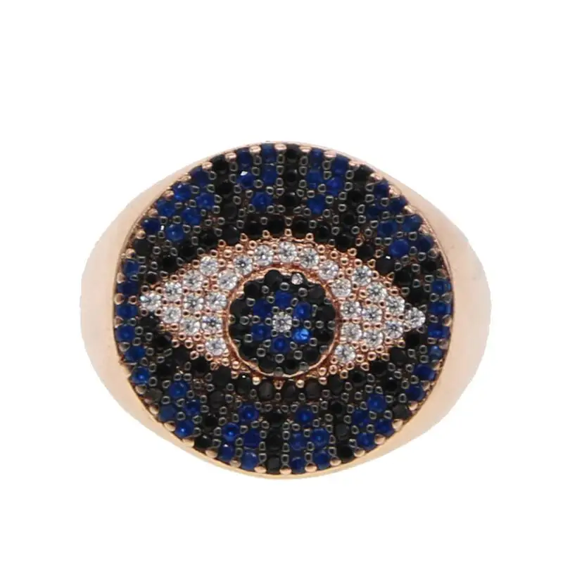 Кольцо от сглаза Роскошные кубического циркония Необычные большие кольца для женщин ювелирные изделия - Цвет основного камня: Синий