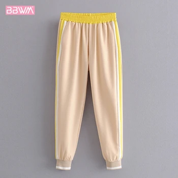 

Elastic Waist 2019 Autumn New Student Color Matching Female Pants Beam Foot Casual Jogging Sports Female Pants Elastic Force