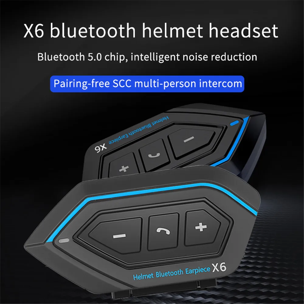 

Bluetooth-гарнитура X6 для мотоциклетного шлема, водонепроницаемая