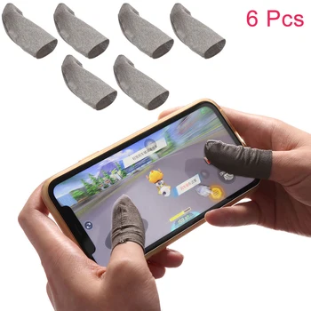 

6 Pack Finger Tip Sleeve Mobile Game Prevent Hand Slide Joystick Controller Breathable Cotton Sweatproof Sensitive Finger Sleeve