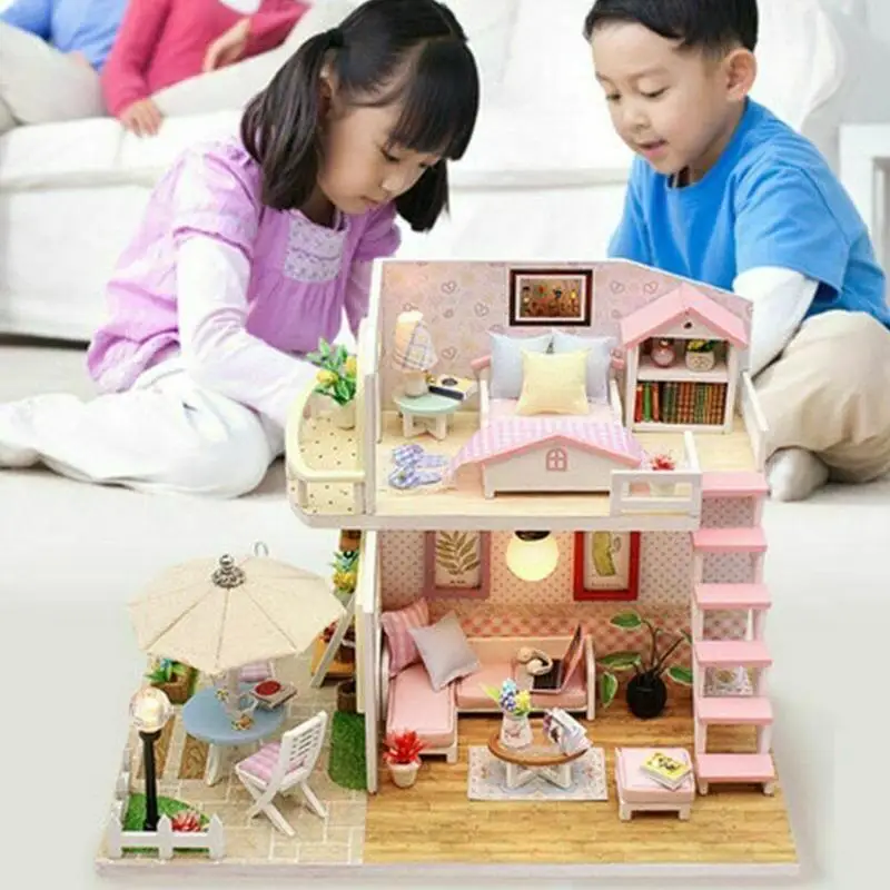 Детский Кукольный дом Diy кабина голубое побережье Fanling Лофт ручная сборка модель Кукольный дом Дети творческие подарки игрушки