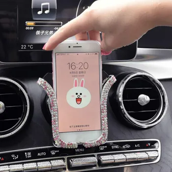 

Universal Car Phone Holder with Bing Crystal Rhinestone Car Air Vent Mount Clip Cell Phone Holder for iPhone Samsung Car Holder
