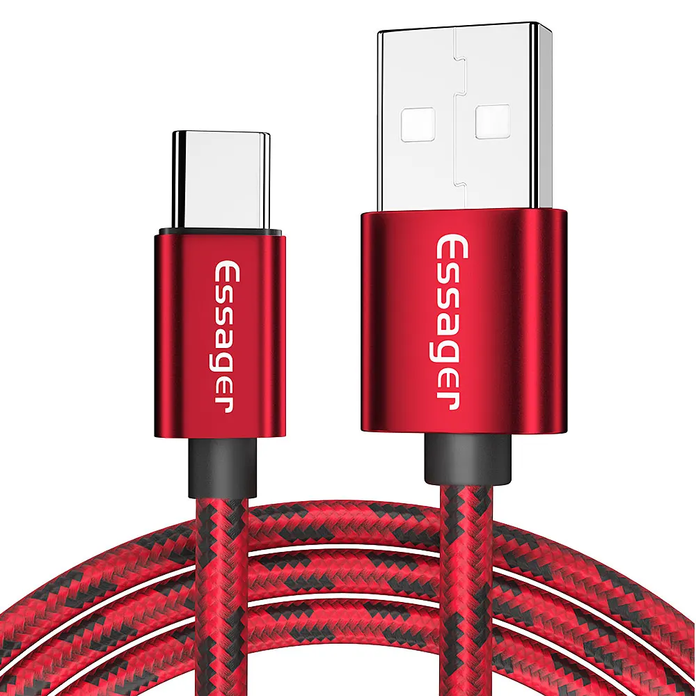 Essager USB C 3A кабель для быстрой зарядки type C кабель для samsung S10 S9 Note 10 9 huawei P20 P30 Pro mate 20 Oneplus 7 кабель для передачи данных - Цвет: Красный
