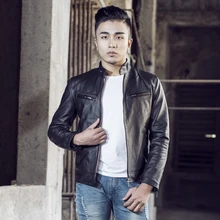 Фабричная Новинка, мужская куртка весна/осень из натуральной кожи, настоящая натуральная мягкая воловья кожа, мотоциклетная Байкерская Мужская куртка, Мужская куртка