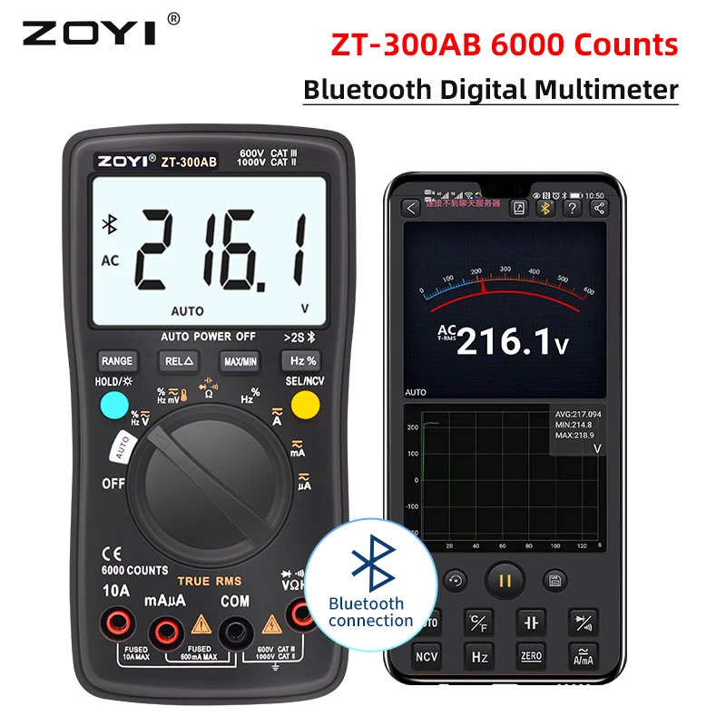 ZOYI Bluetooth цифровой мультиметр высокоточный профессиональный двухрежимный ZT-300AB AC /