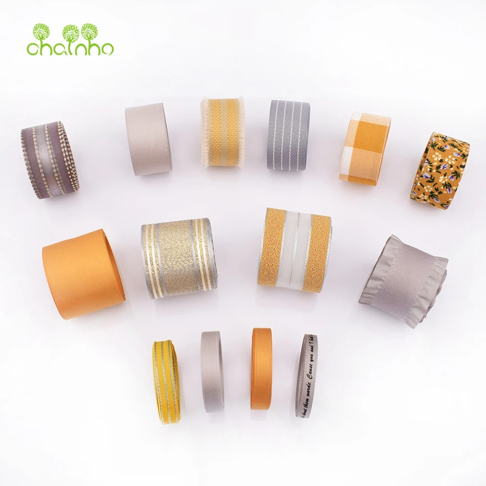 

Chainho, набор смешанных желто-серых цветных лент, высокое качество для DIY подарков и поделок ручной работы, аксессуары для украшения волос