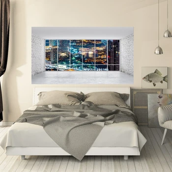 

City Night View 3D Headboard Wall Decal Art Vinyl Bedside Sticker Mural Decor L69B